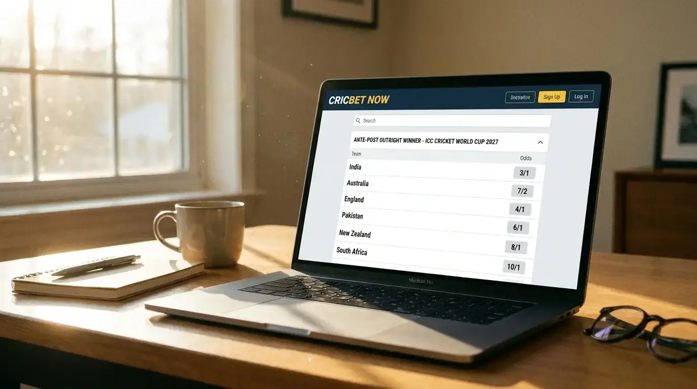 Ante-post cricket outright odds on a bookmaker website