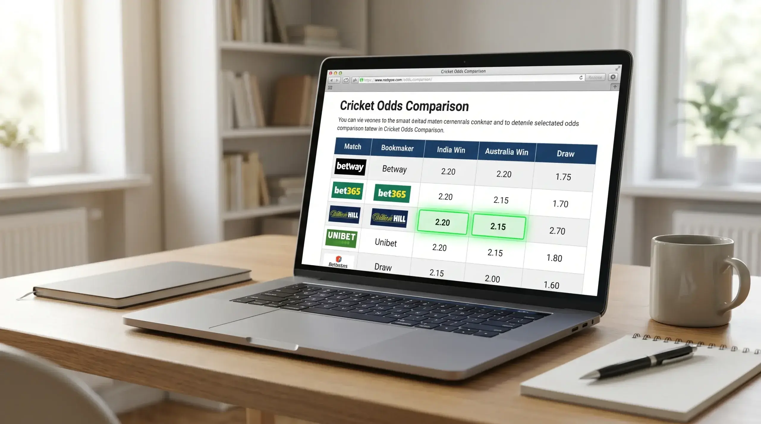Comparing best cricket match winner odds across UK bookmakers