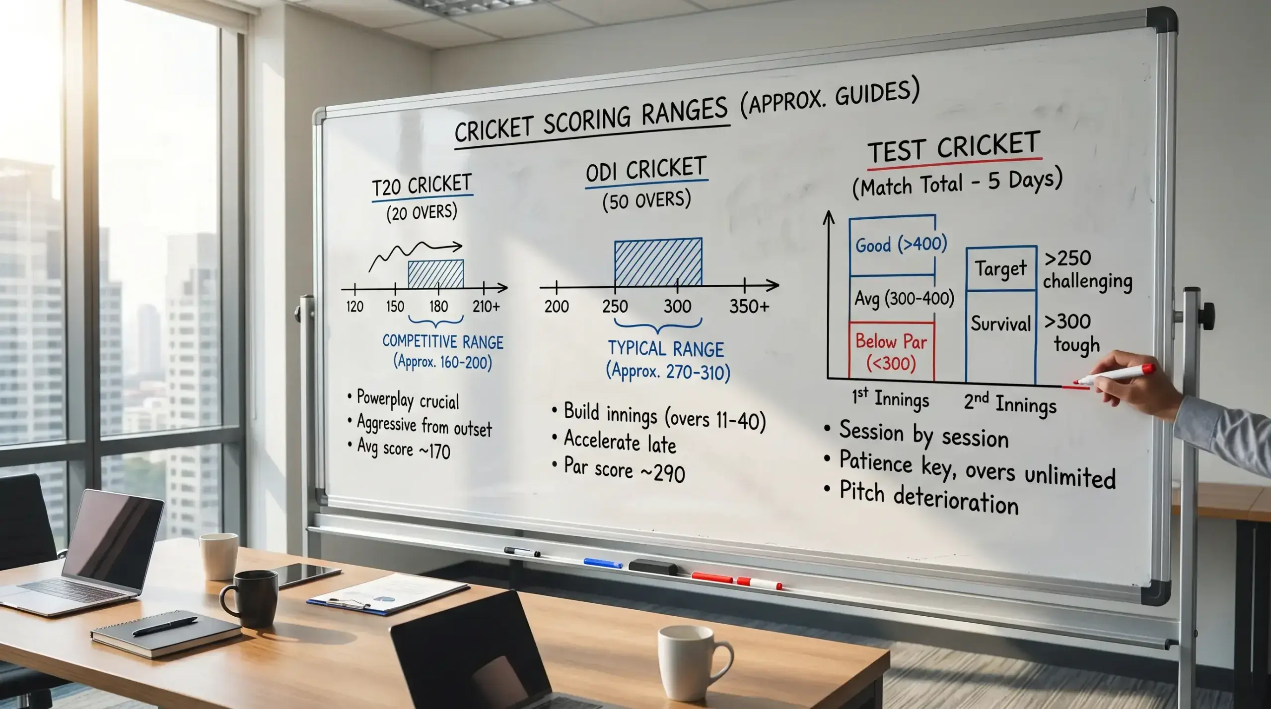 Cricket scoring patterns comparison across T20 ODI and Test formats