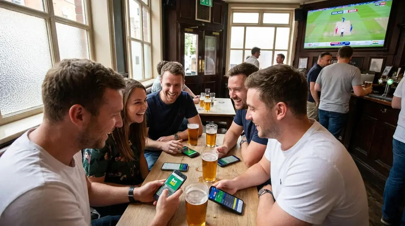 Cricket fans enjoying match day entertainment with casual bets