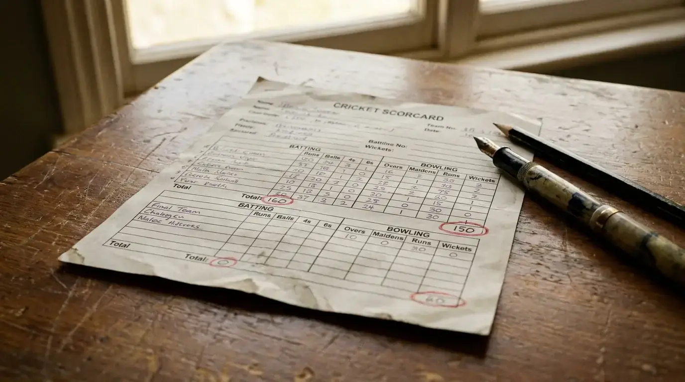 Detailed cricket scorecard showing match run totals