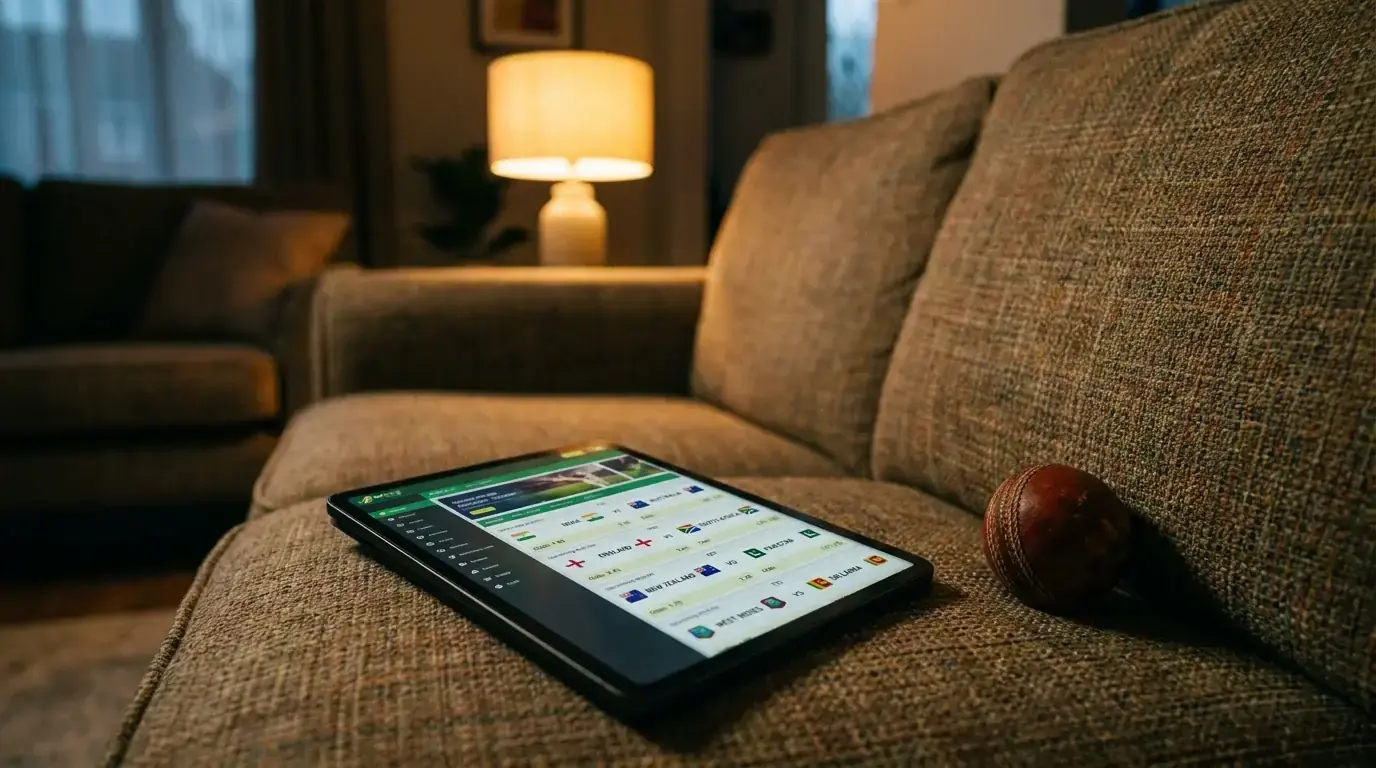 Betting app interface displaying a list of upcoming cricket matches with odds