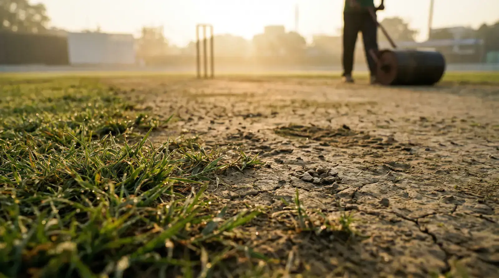 Cricket pitch close-up showing grass coverage for betting analysis