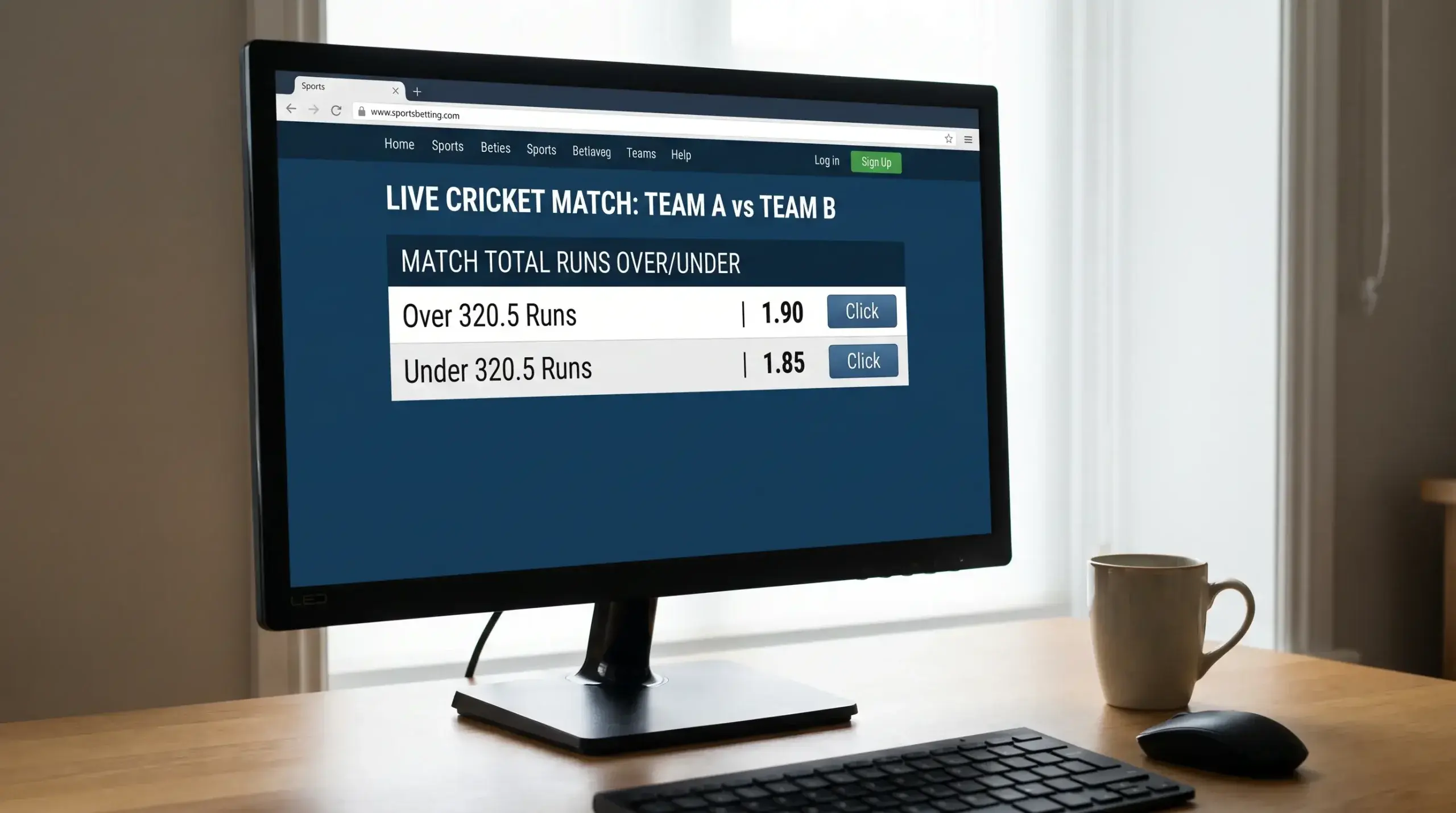 Cricket run line odds on a bookmaker platform