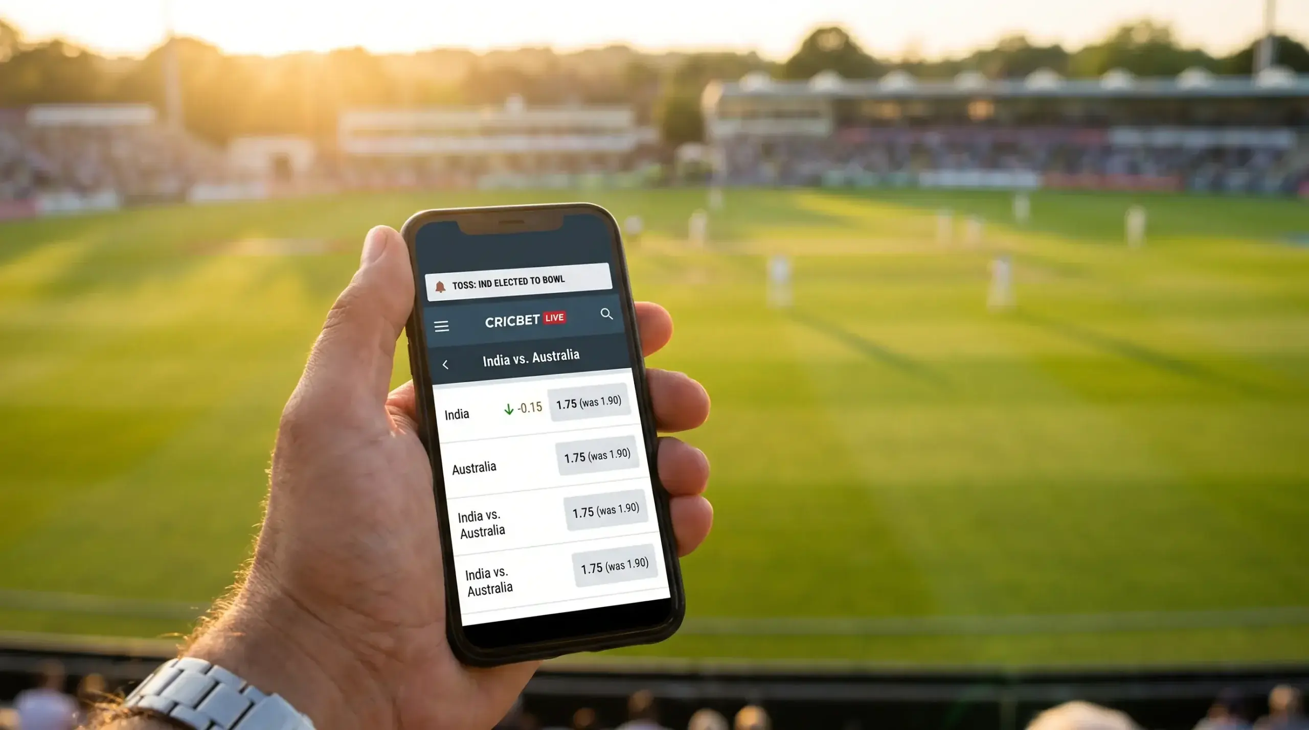 Cricket odds moving after toss result announcement