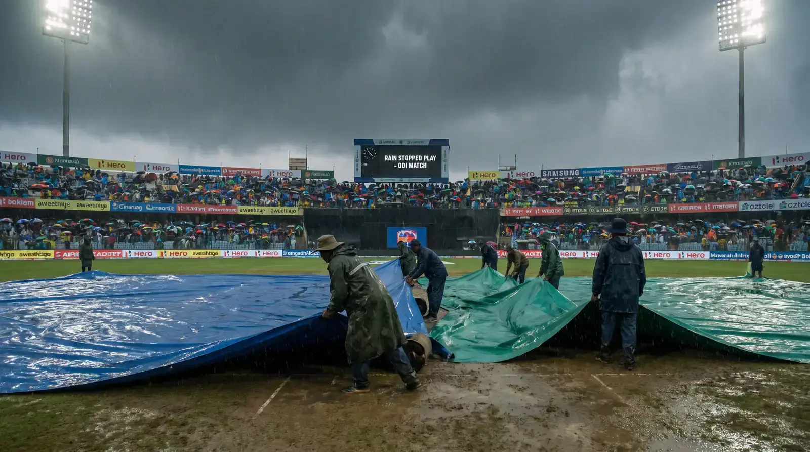 DLS method applied during rain-affected ODI cricket match
