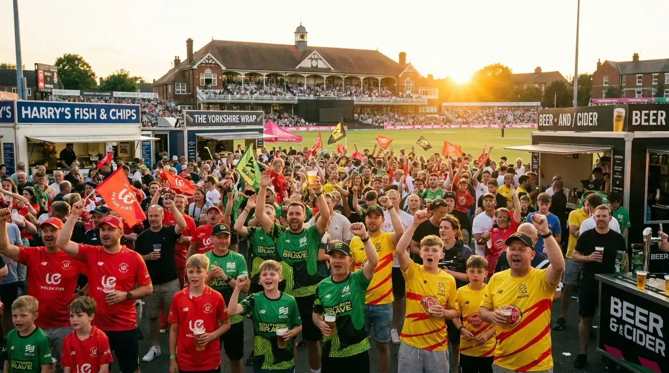 Enthusiastic crowd at The Hundred cricket match in England