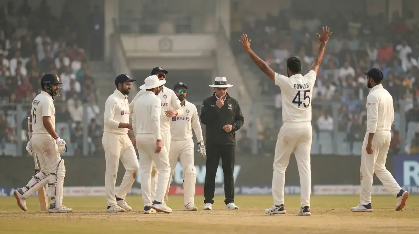 LBW cricket dismissal with bowler appealing