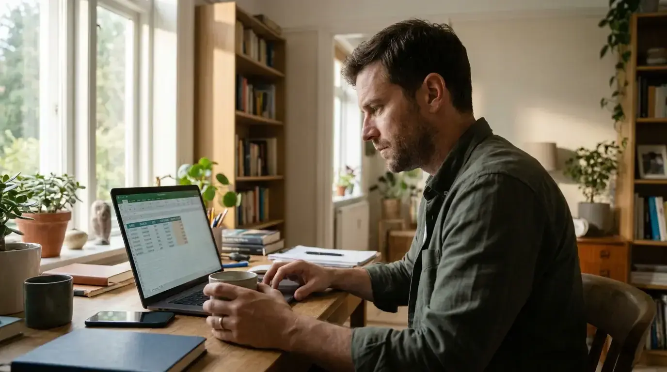 Person reviewing cricket betting risk management on laptop