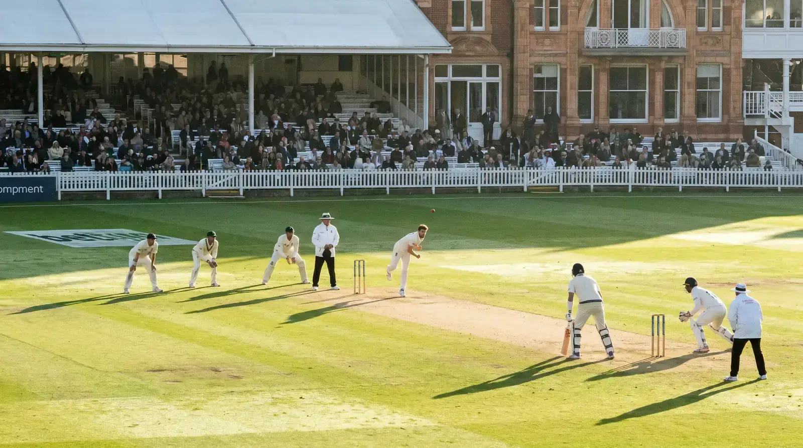 Morning session at a Test match with fresh pitch conditions
