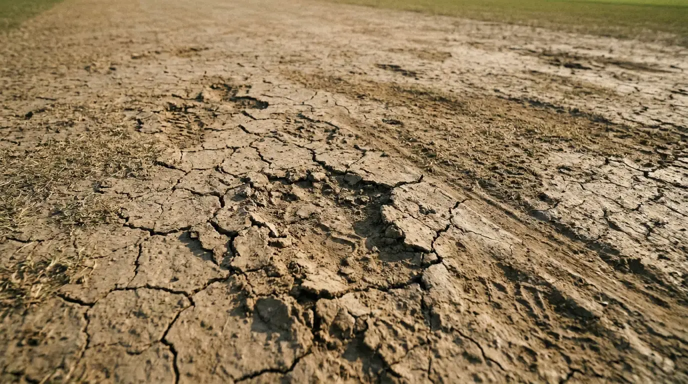 Test cricket pitch deterioration with visible cracks on day five
