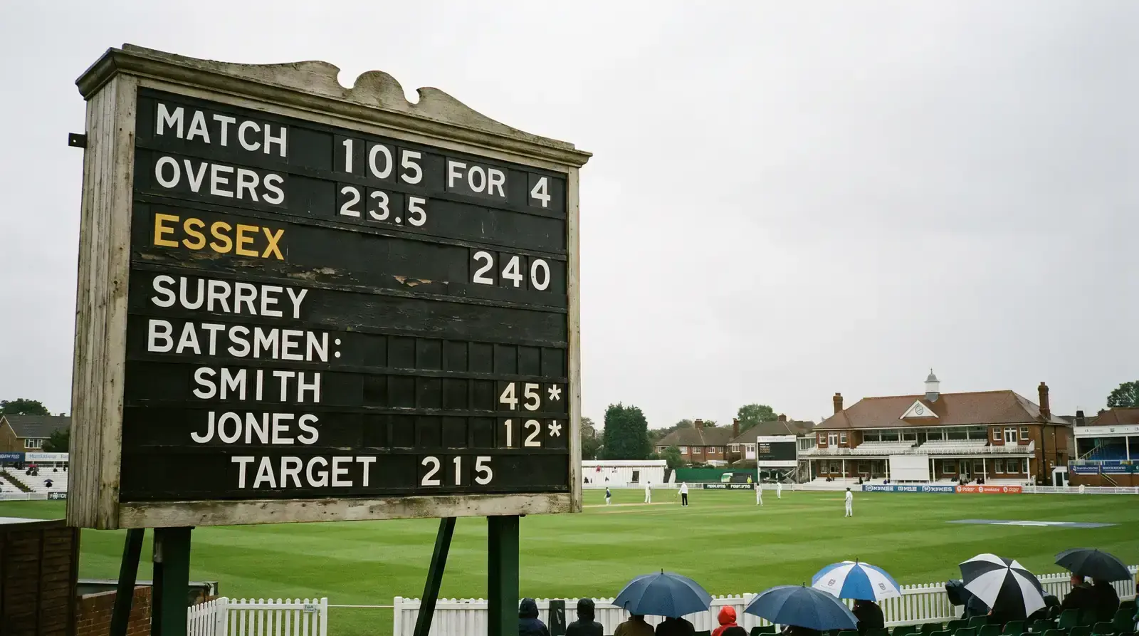 Cricket scoreboard showing total runs for over under betting analysis