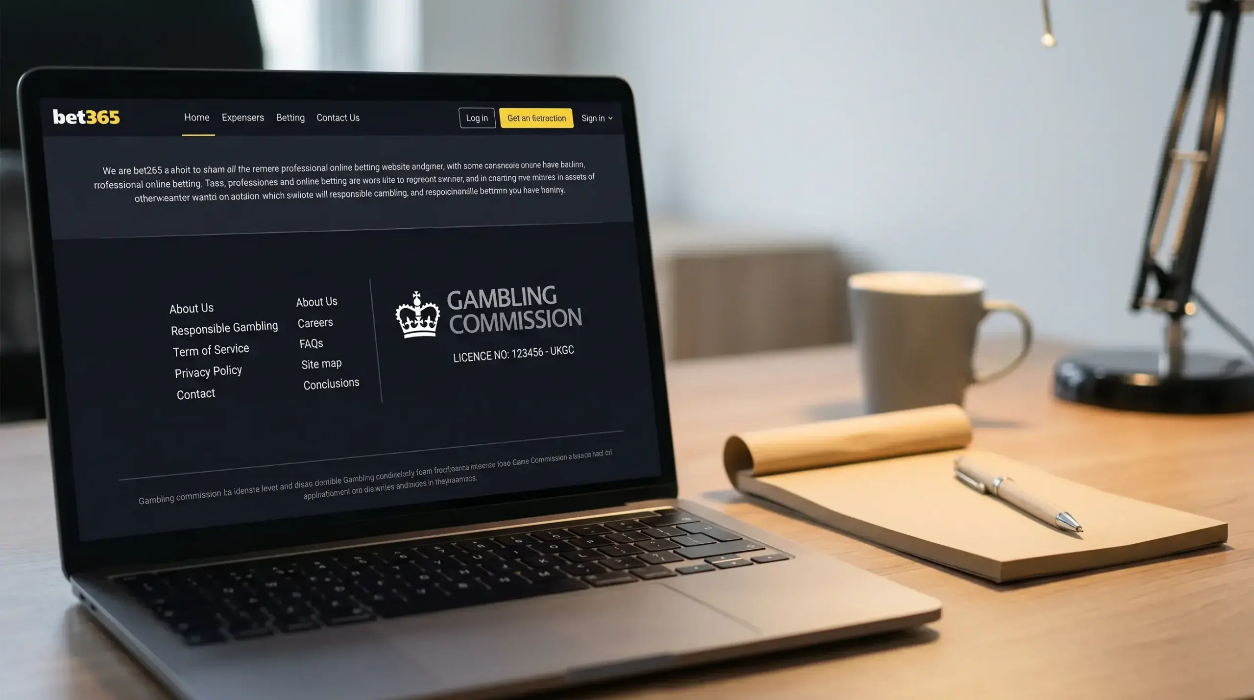 UKGC licence verification on a betting website footer