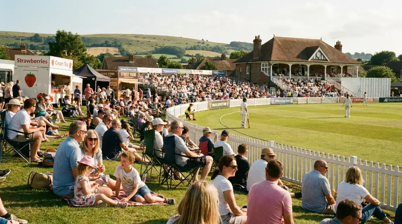 Growing audience watching women's cricket at a ground in England