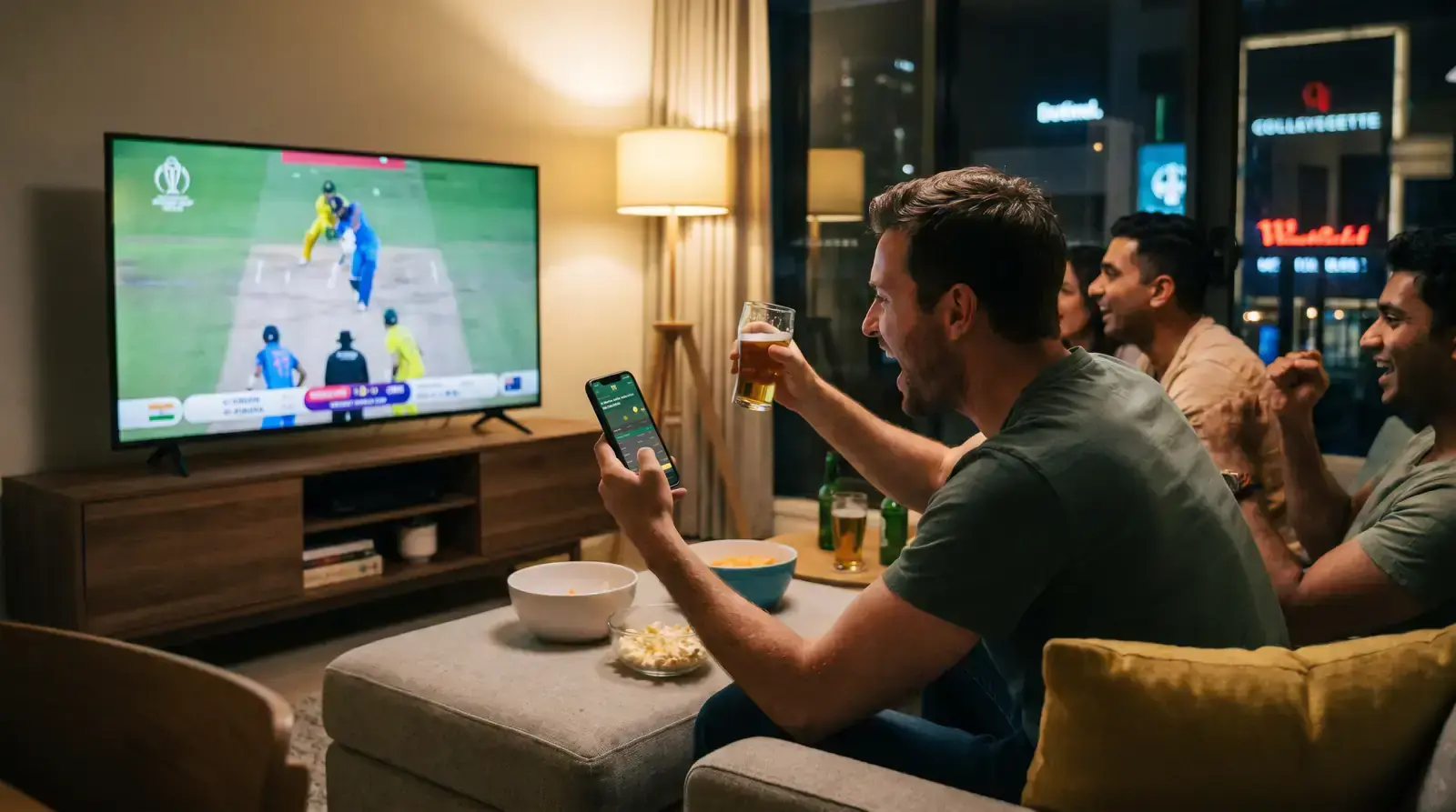 In-play Cricket World Cup betting on mobile during live match
